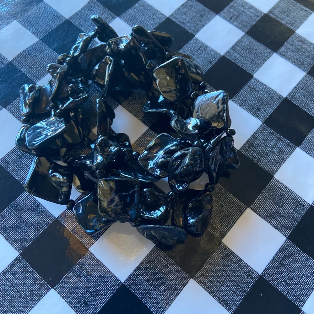Stretch Black Beaded Bracelet - Picture 2 of 2